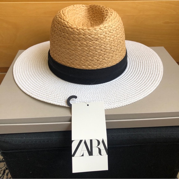 Two tone raffia hat. - Picture 6 of 7